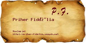 Priher Fidélia névjegykártya